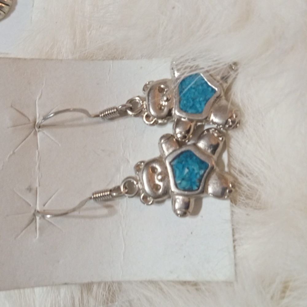 925 silver Turquoise Bear Earrings